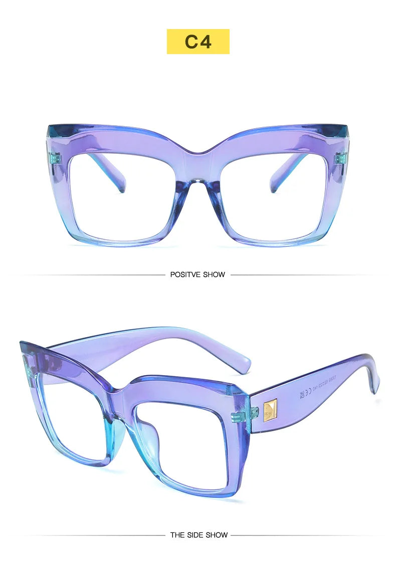 Oversize Women's Glasses Fashion Transparent Square Ladies Eyeglasses Blue Clear Lens Optical Female Eyewear Anti Blue Light