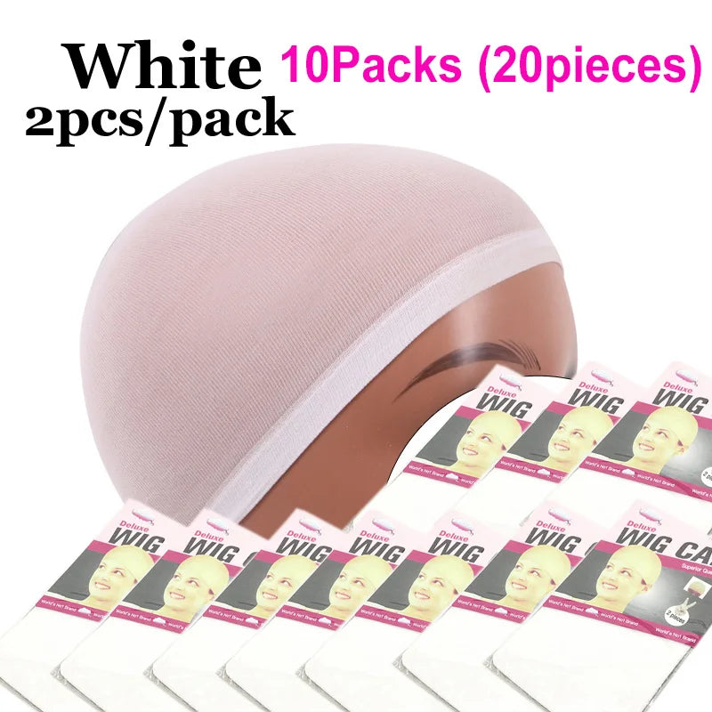 Dark Brown Wig Cap For Lace Front Wigs 20Pcs (10 Packs) Nylon Wig Cap For Wigs Making Stretchy Stocking Wig Caps For Women