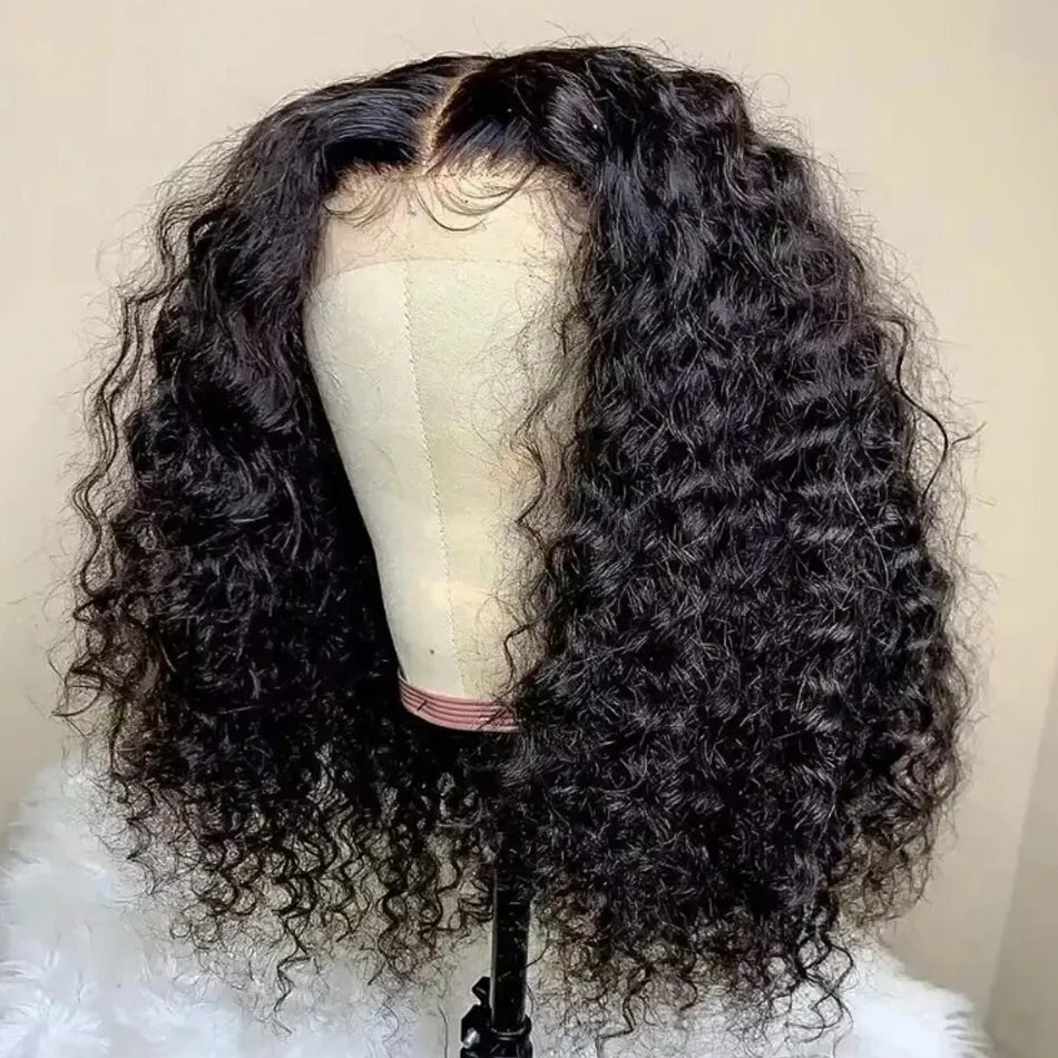 250 Density Glueless Kinky Curly Bob Wig Lace Frontal High Quality Wear And Go 100% Human Hair Wigs Pre Plucked 13X6 Deep Water
