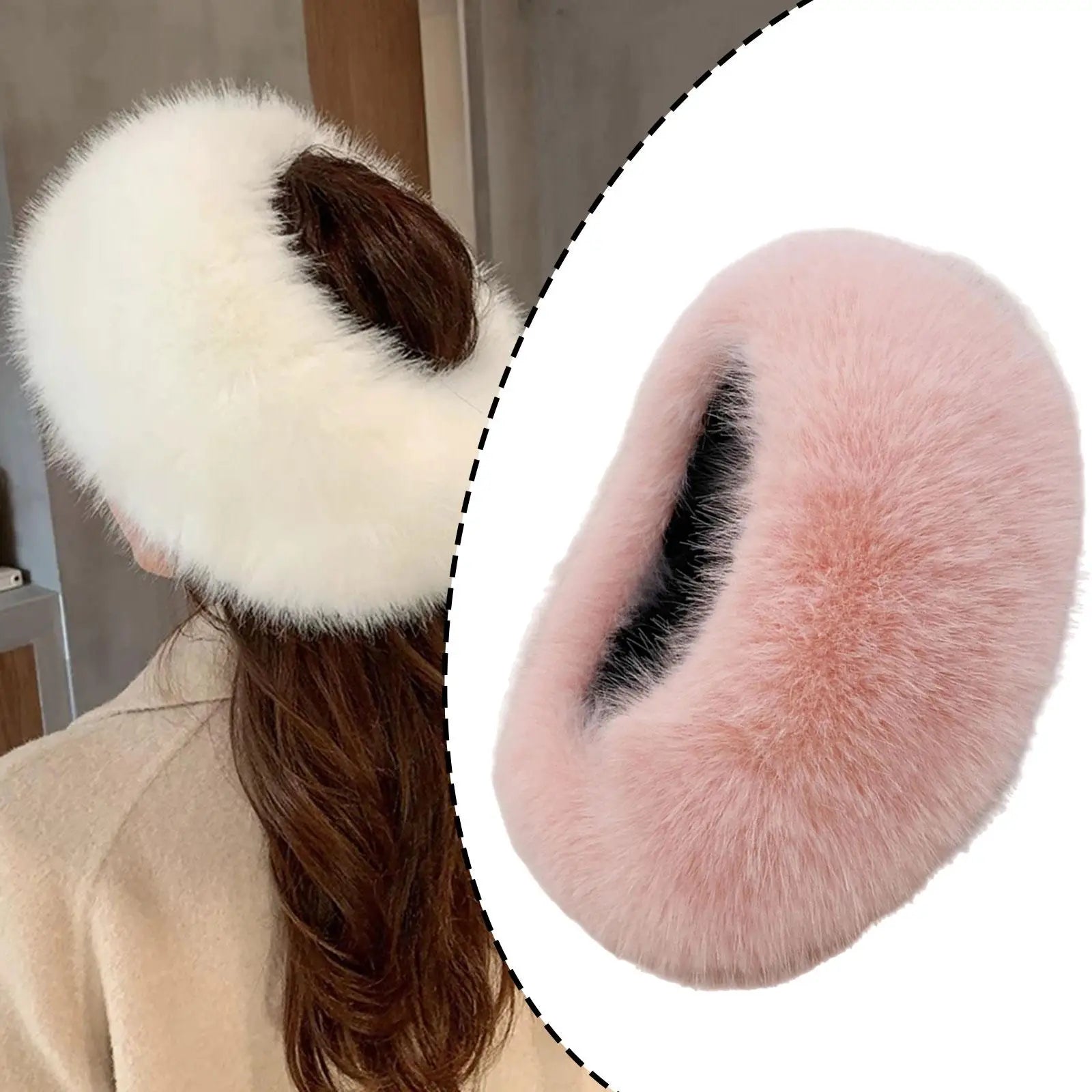 Faux Fur Headband for Women, Trendy Ear Protection Ski Hat, Earwarmer Earmuff for Daily Wear Outdoor Sport Camping