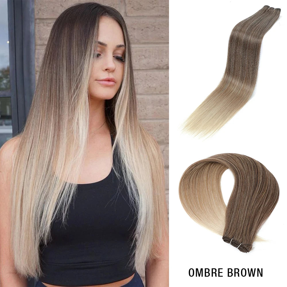 24-32 Inch Bio Protein Straight Hair Bundles Synthetic High Temperature 150g 200g Ombre Brown M888 Orange Soft Hair Weaving