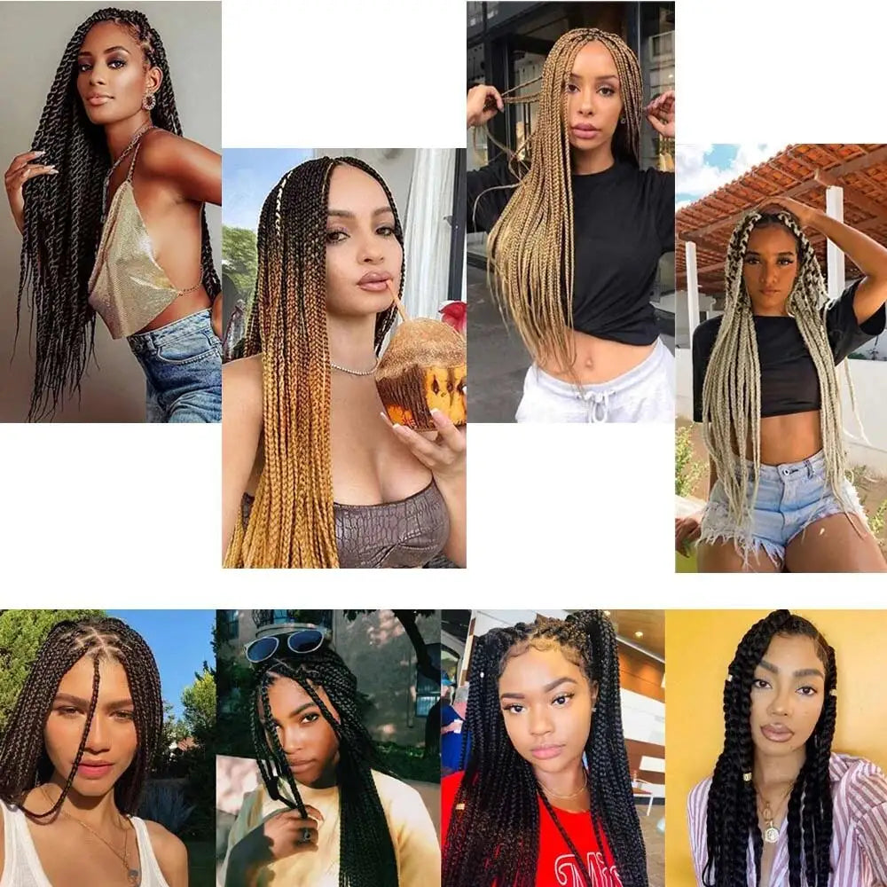 Easy Crochet Braids Ombre Hair Extensions Bundles Yaki Straight EZ Braiding Pre Stretched Synthetic Braid For African Women 6pcs