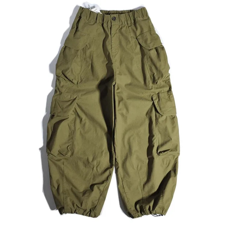 Heavyweight Wide Leg Workwear Trousers CityBoy Hong Kong Style Multi-Pocket Loose Straight Casual Shape Men's Pants