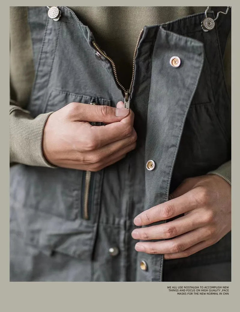 Retro American Cotton Overalls Loose Jumpsuit Men's Cargo Pants Men Suspenders Bibs Four Seasons Full Length Baggy Pants
