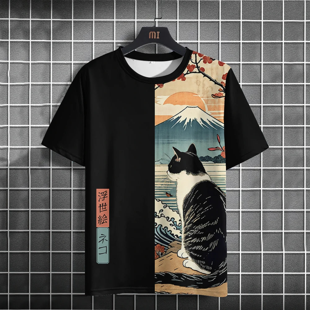 Unisex 2025 T Shirt Men Women Japanese Samurai Cat 3d Printed T Shirts For Casual Fashion Funny Shirt Top Tee Men Clothing