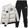 2025 Winter Fashion Umbro Men's High-quality Polyester Fiber Zip-up Warm and Windproof Jacket and Trousers Set