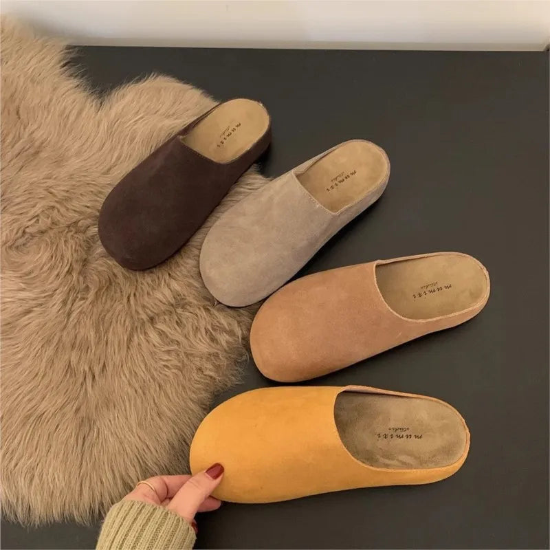 Crestar Fashion Flat Slippers For Women 2025 New Outdoor Cozy Soft Flat Mules Lady Retro Spring House Slides Antiskid Beach Shoe