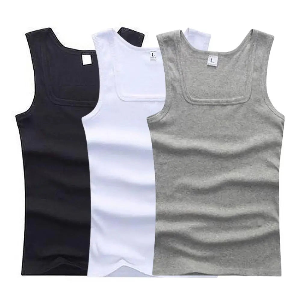 3pcs/Lot Cotton Sleeveless T-shirt Men's And Women's Solid Color Casual Bottoming Shirt Summer Vest Fit Sports Fitness T-shirt