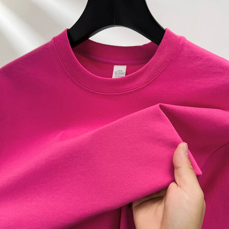 100% pure cotton short sleeved men's round neck T-shirt summer new high-end fashion youth couple loose casual breathable top