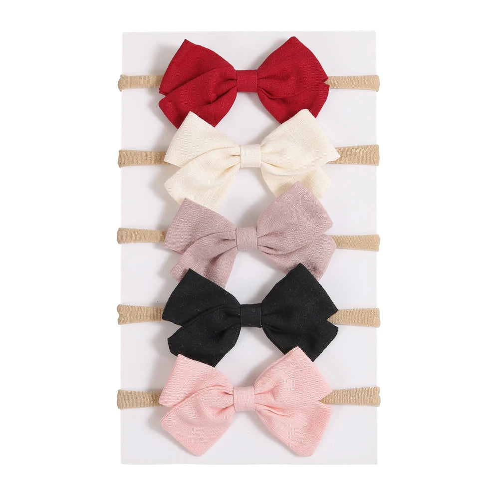 5Pcs/Lot Baby Headband for Baby Girls Soft Nylon Elastic Solid Color Hairband Print Hair Bow Kids Headwear Baby Hair Accessories