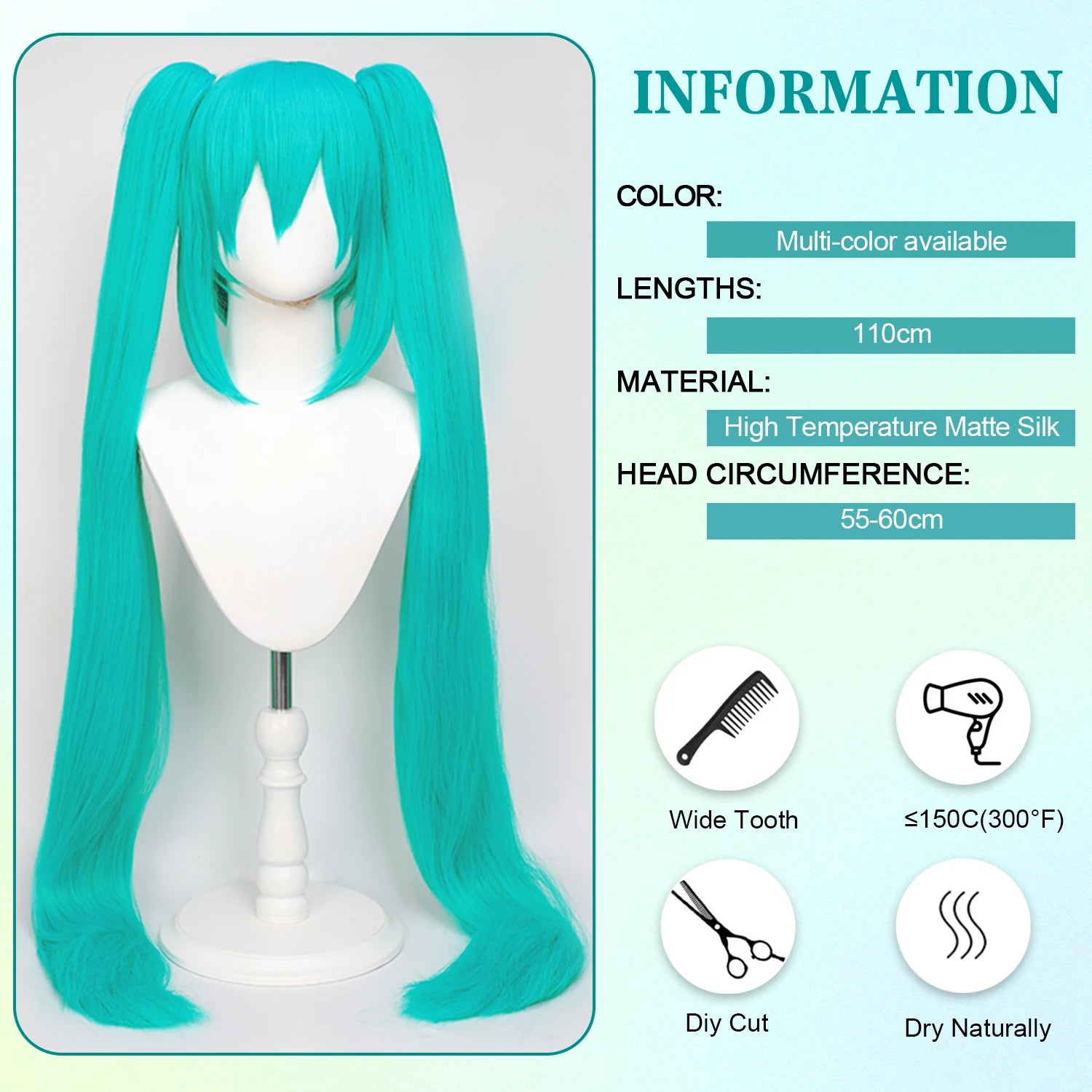 Multi-color Double Ponytail Anime Cosplay Wig Set Heat Resistant Synthetic Hair Wig