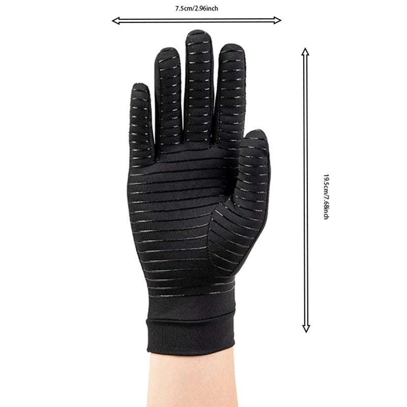 Copper Compression Arthritis Gloves Protect Hand Wrist Support Non-Slip Unisex Mitten Finger Joint Outdoor Effective Pain Relief