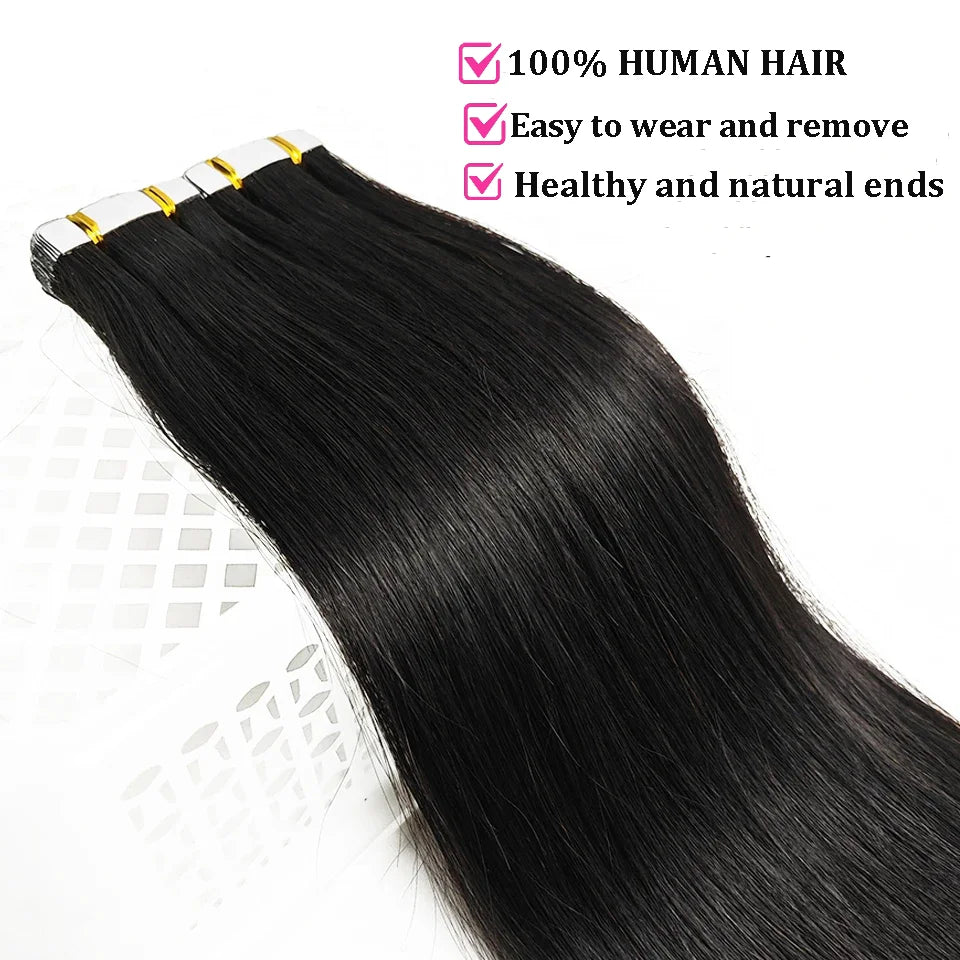 Remy Straight Tape In Hair Extensions Brown Invisible Blonde Virgin Skin Weft 100 Human Hair Extension 24 26 inch For Women