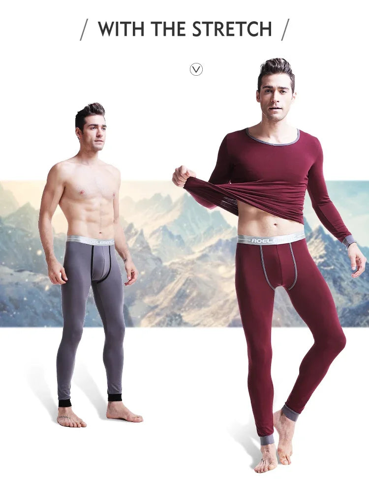 Men's long Johns single-piece thin tight-fitting underpants line pants thermal pants slim cotton woolen pants autumn and winter