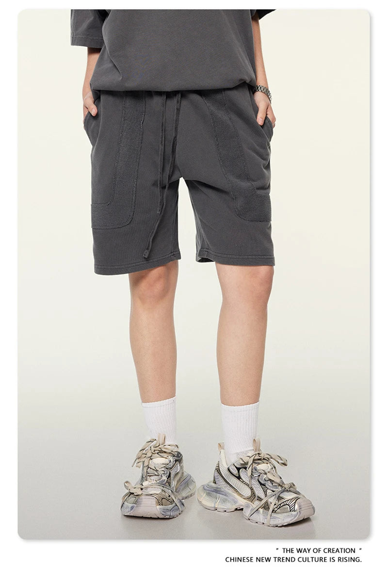 ZODF New 2024 Summer Men Washed Cotton Shorts Unisex Casual Loose 350gsm Comfortable Short Pants Brand Bottoms HY0792
