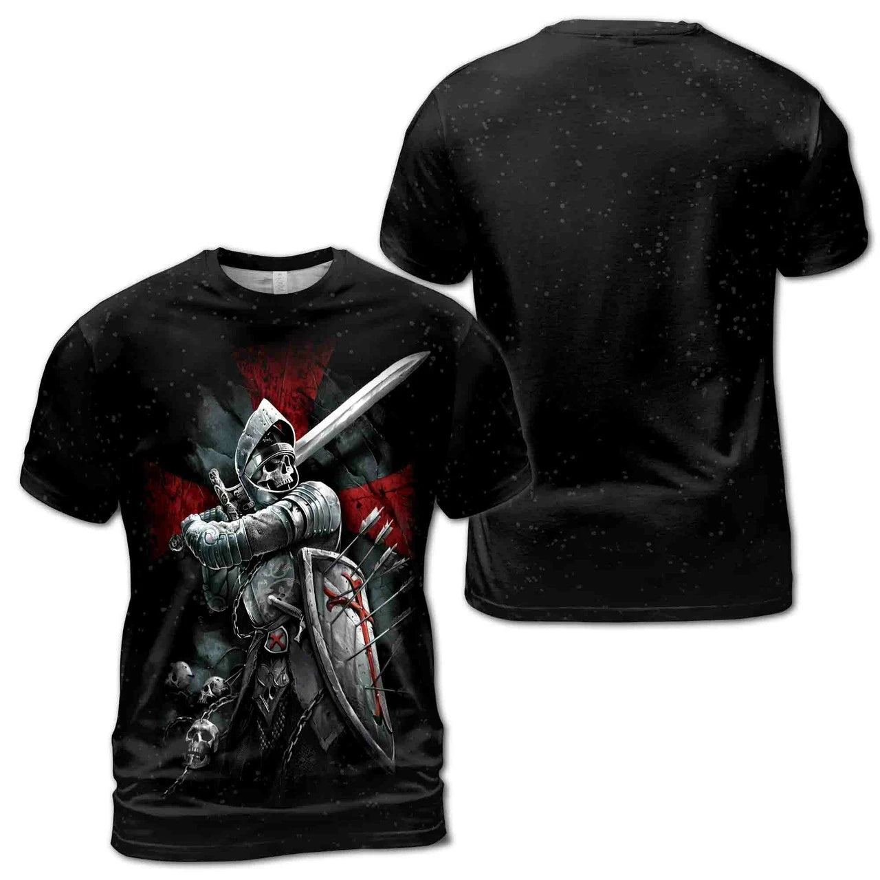Men's Vintage Medieval Templars Graphic T-shirt Classic Cool Design Short Sleeved Retro Tees Casual O-neck Loose Simple T Shirts