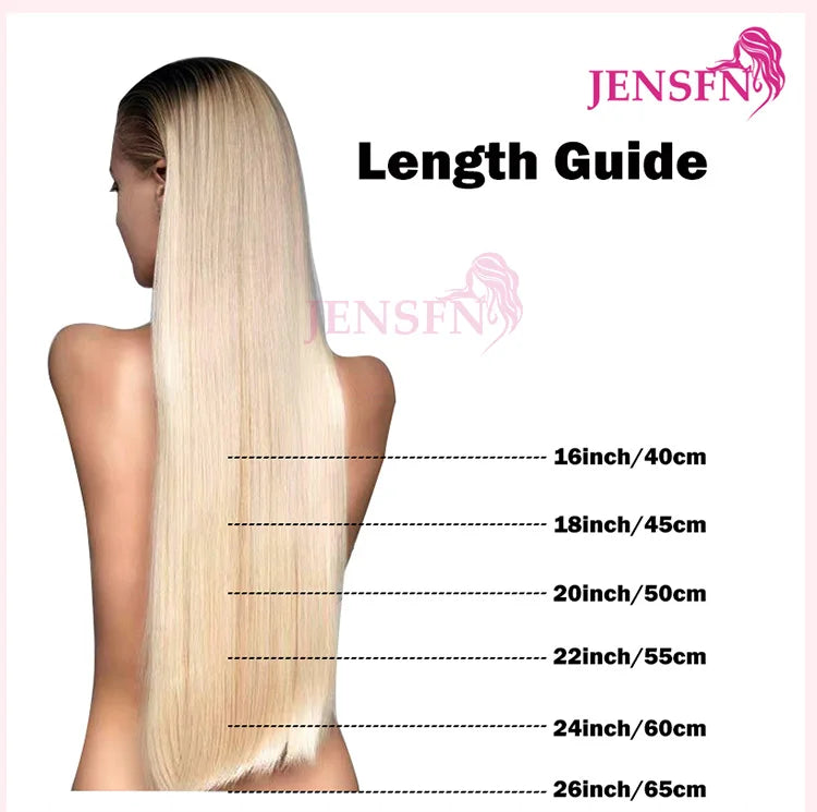 JENSFN  Bulk Hair Extensions Human Hair Straight  16"-26" Inch 50g/Strand  #613 60  Brown Blonde Color Hair Salon Supplies