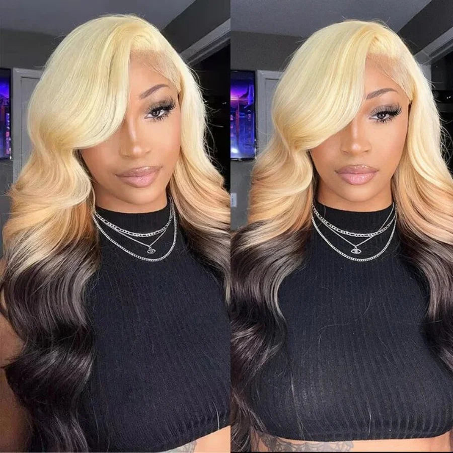 Black With Red Highlight Wig Synthetic Lace Front Wig 13X4 Pre plucked Hairline With BabyHairWomen's Wig with Density Lace Front