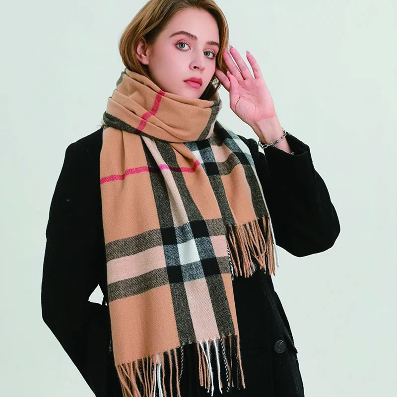 Premium Cashmere Plaid Scarf - Blend of Classic Charm & Modern Elegance