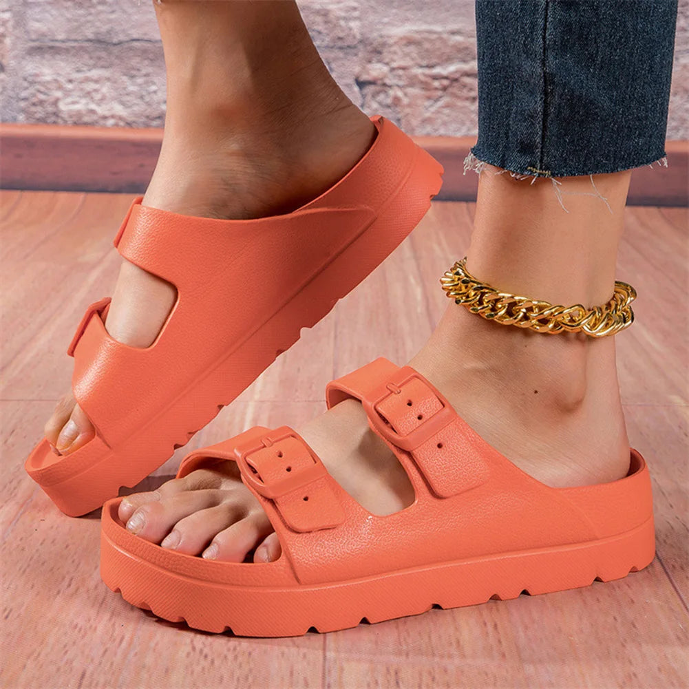 fashion Women Slippers Platform Beach Shoes Girl Outdoor Slides EVA flip flops For Home Shoes buckle Soft Thick Sole Sandals