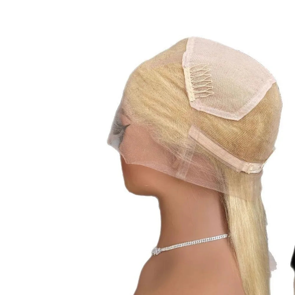613 Blonde Full Lace Wig 180% Density Brazilian Virgin Hair Full End Transparent Swiss Lace Straight Lace Frontal Wig PrePlucked