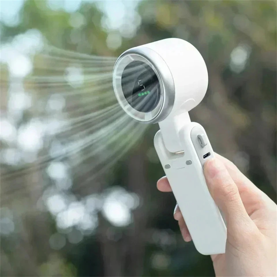 MEUYAG Portable 3-in-1 Turbo Handheld Fan, 5 High-Speed Settings, 3600mAh Power, Digital Screen, Foldable USB/Type-C Charge