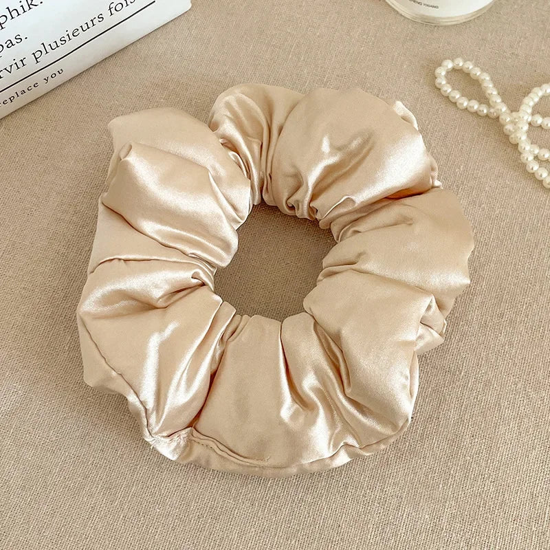 2024 Pillow Sleep Headband Elastic Ponytail Scrunchie for Women Hair Accessories Girls Soft Solid Satin Filled Cotton Big Bands