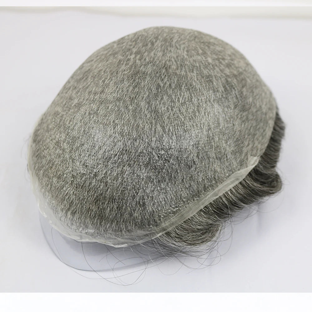 Undetected 0.02mm Thin Skin Natural Hairline Human Hair Men Toupee Black Gray Brown Blonde Male Hair Light Capillary Prosthesis
