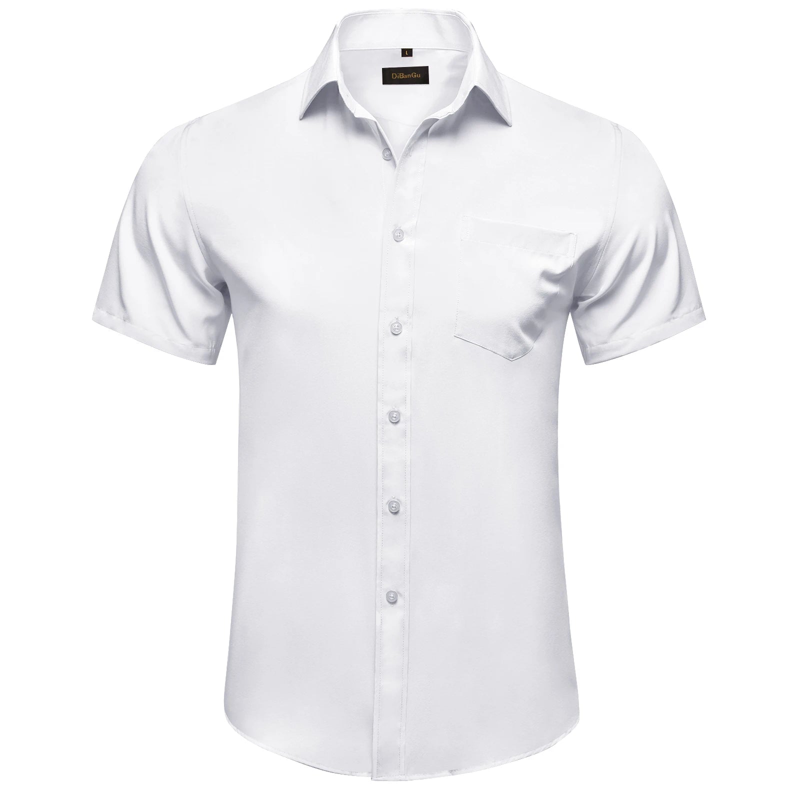 Men Shirts Short Sleeve Cotton Polyester Summer T-shirts Solid Black White Red Business Casual Tops Hawaiian Shirt