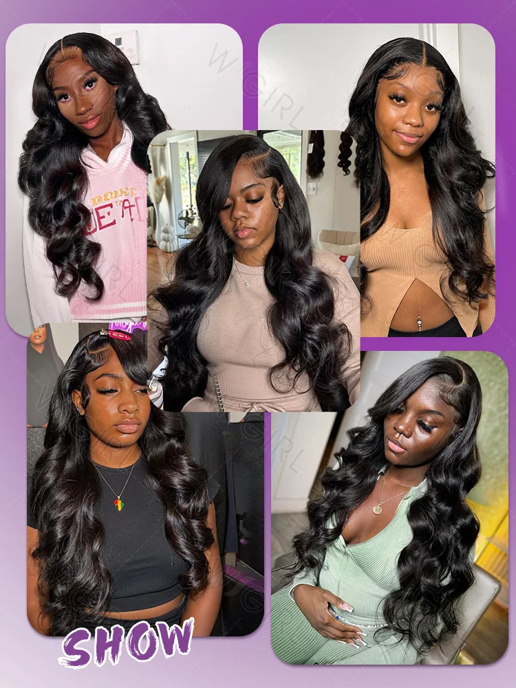 Wigirl High 200 Density 30 40 Inch 13x6 HD Transparent Body Wave Lace Front Human Hair Wigs Brazilian Wavy 13x4 Lace Frontal Wig
