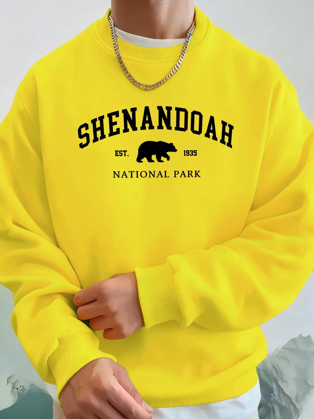 Senandah National Park Bear Prints Hoodie Men Warm Pocket Hooded Pullover Fleece Basics Sweatshirts Comfortable Sport Streetwear