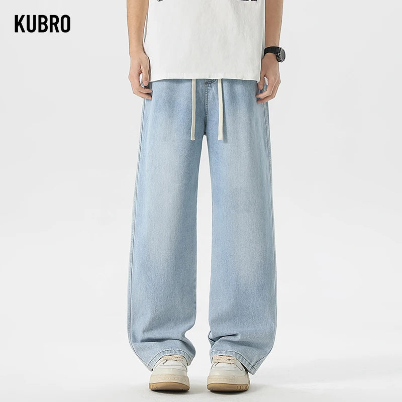 Men's Jeans American Loose Wide-leg Loose Straight Casual Trousers Street Hip-hop Baggy Jeans Black Grey  Blue Streetwear Men