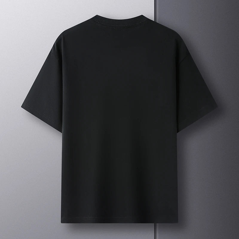 100% pure cotton short sleeved men's round neck T-shirt summer new high-end fashion youth couple loose casual breathable top