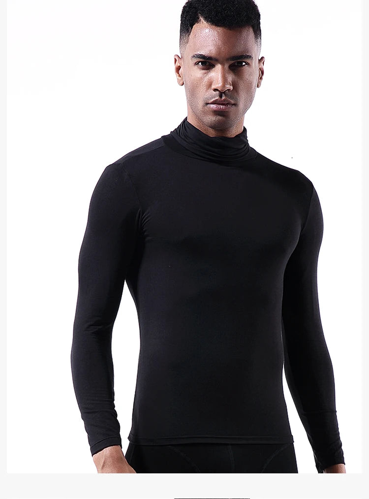 Men's thermal underwear in turtleneck lapel autumn thin Modal autumn and winter long-sleeved base shirt single slim-fit top