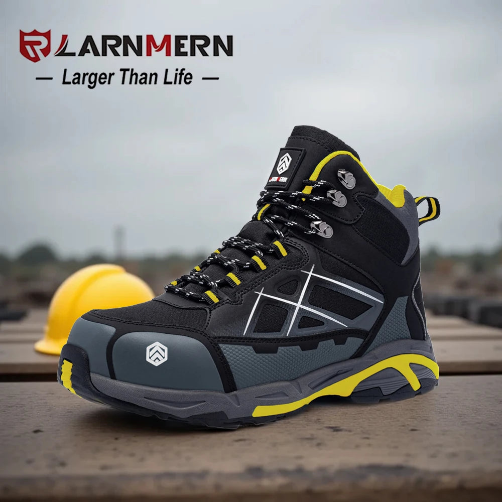 LARNMERN Men's Steel Toe Safety Work Boots shoe Non Slip Shoes for Man Anti-puncture Anti-static Protective Safety Boots