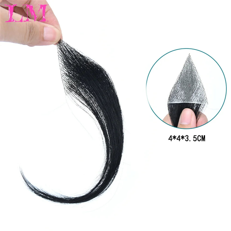 LM Natural Human Hair Clip-In Bangs,Hairline Replacement Lanugo Bangs Hand Woven Hair Bangs With Sideburns Clip In Hair Extensio