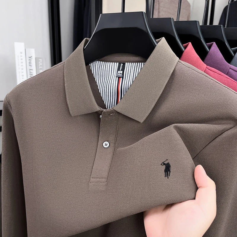 Fashion autumn and winter new item Paul brand embroidered polo shirt mens brand business casual comfortable long sleeved T-shirt