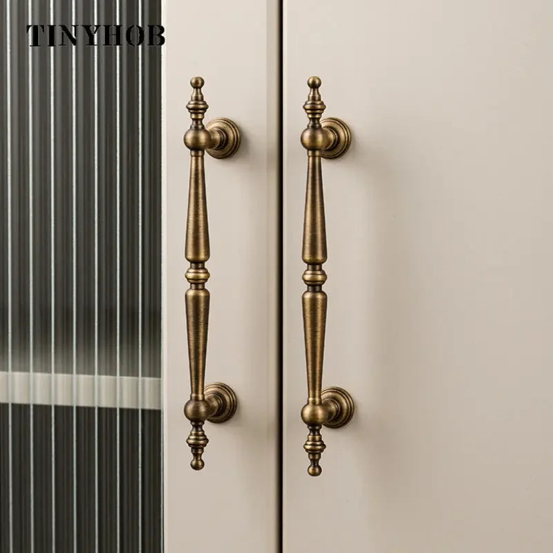 European  Vintage Bronze / Vertical lines Solid Brass Drawer Knobs T bar Handle Bedroom Pulls Kitchen Cabinet Door Handle Pull
