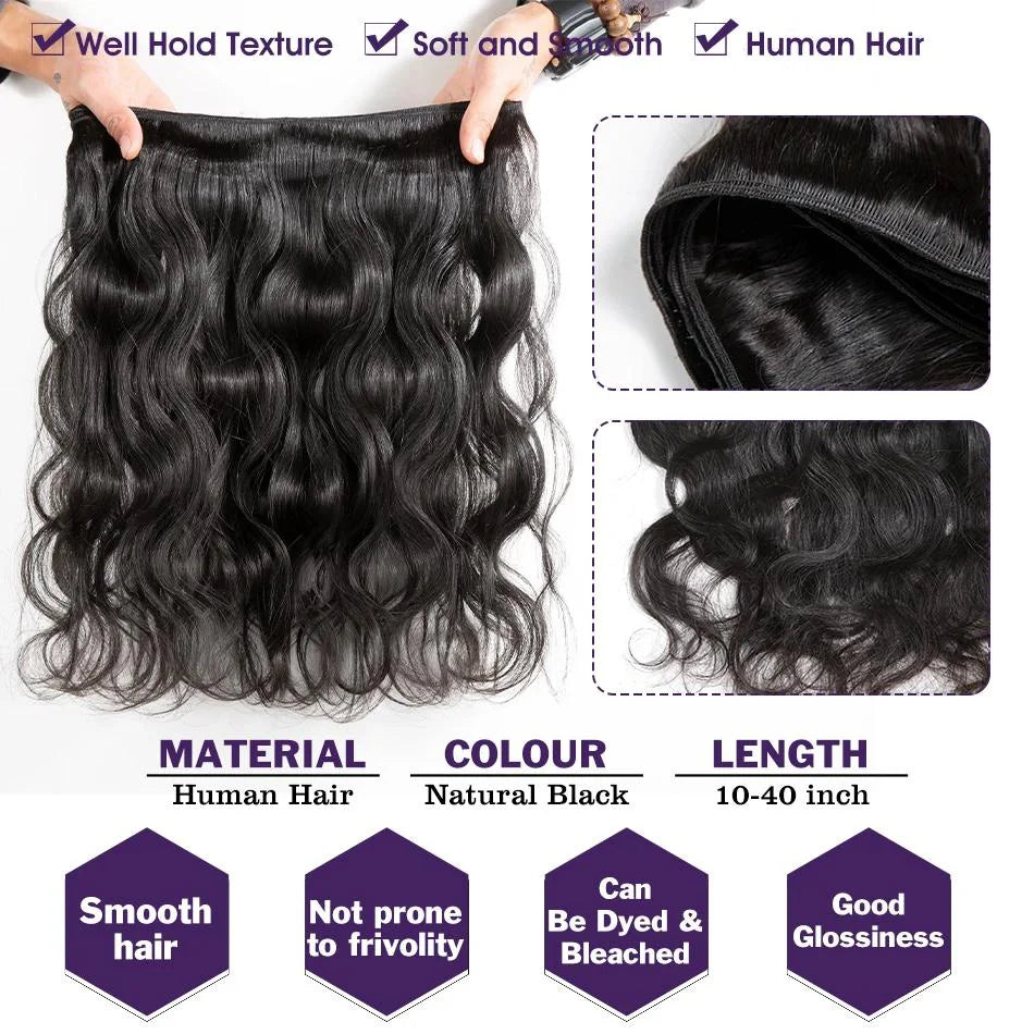 Brazilian 30 36 Inch Body Wave Bundles Burmese Raw Human Hair Bundles Extensions Unprocessed Water Wave Hair 1 3 4 Bundle
