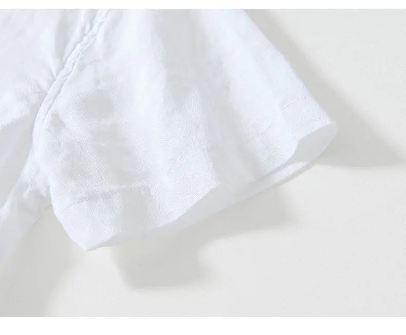 Summer New Casual Short Sleeve Shirts for Men Slim 100% Linen Streetwear Solid Color Men Clothing BL994