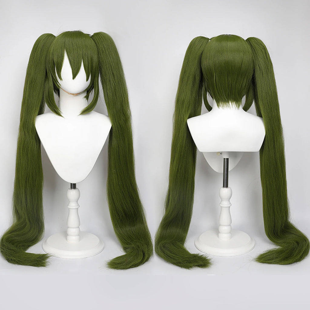 Multi-color Double Ponytail Anime Cosplay Wig Set Heat Resistant Synthetic Hair Wig
