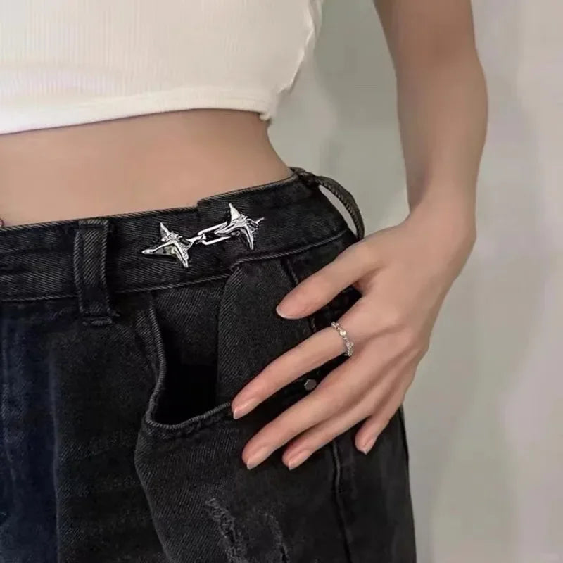 Temperament Four Pointed Star Waist Tightening Tool,Fixed Waist Buckle. Adjustable Waist Buckle, Fashionable Jeans.