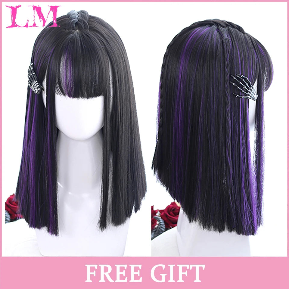 LM Golden Wig Synthetic Ombre Long Straight/Body Wave Middle Part Heat Resistant Natural Hair Wigs For Women Cosplay