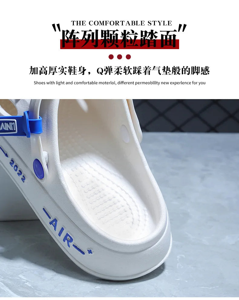 Stitch Cave Shoes 2024 Summer New Ins Trendy Outerwear Versatile Anti slip Thick Bottom Beach Headover Slippers for Men