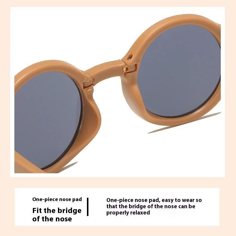 New Folding Children's Fashionable Round Sunglasses Cute Eyeglasses For Boys Girls Baby Sunshade And UV Protection