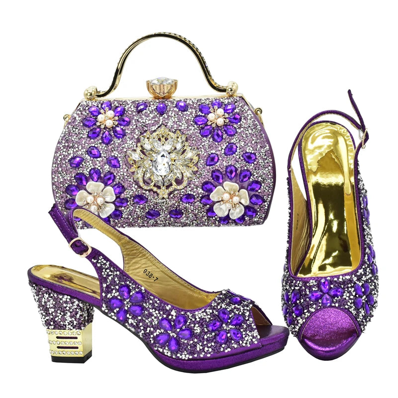 Latest Shoes and Bag for Party Wedding Plus Size Women Shoes 43 High Heels Sexy Ladies Luxery Shoes Women Dress Pumps with Purse