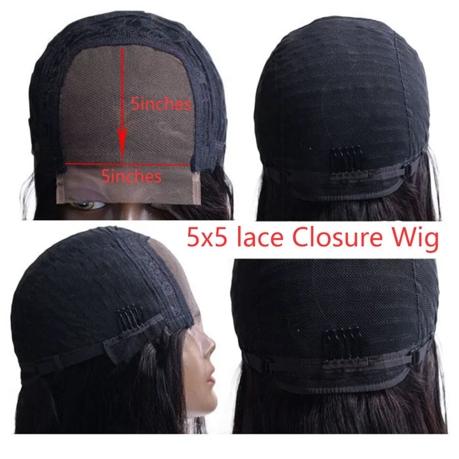 Indian Loose Deep Wave Dark Chocolate Brown 5x5 Lace Closure Human Hair Wigs for Black Women Glueless 360 Lace Frontal Wigs Remy