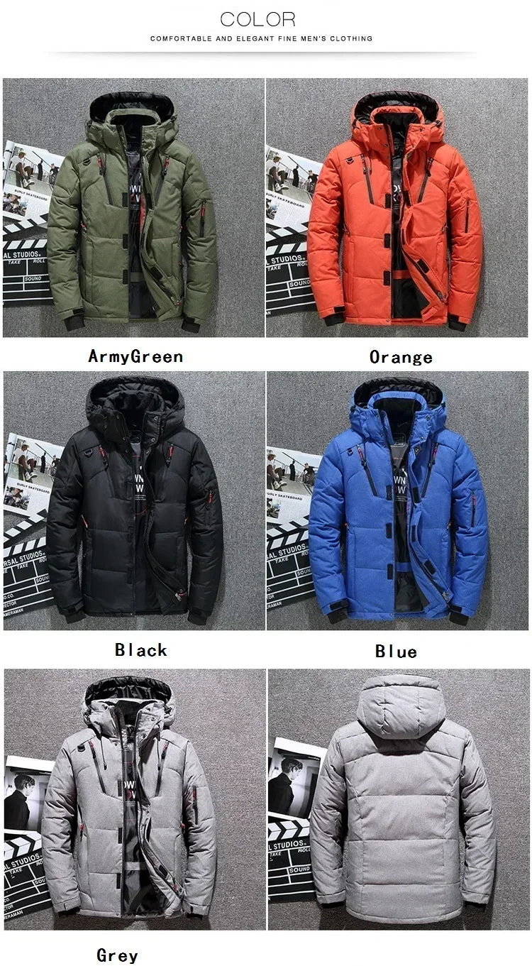 New Windproof Winter Down Jacket Male Warm Hooded White Duck Thick Men's Down Jacket Snow High Quality Parkas Outerwear