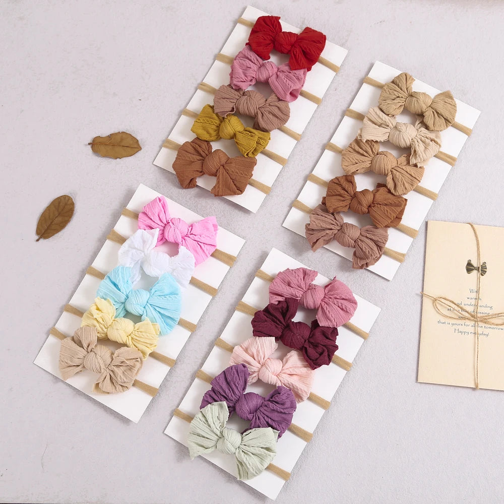 5Pcs/Lot Baby Headband for Baby Girls Soft Nylon Elastic Solid Color Hairband Print Hair Bow Kids Headwear Baby Hair Accessories