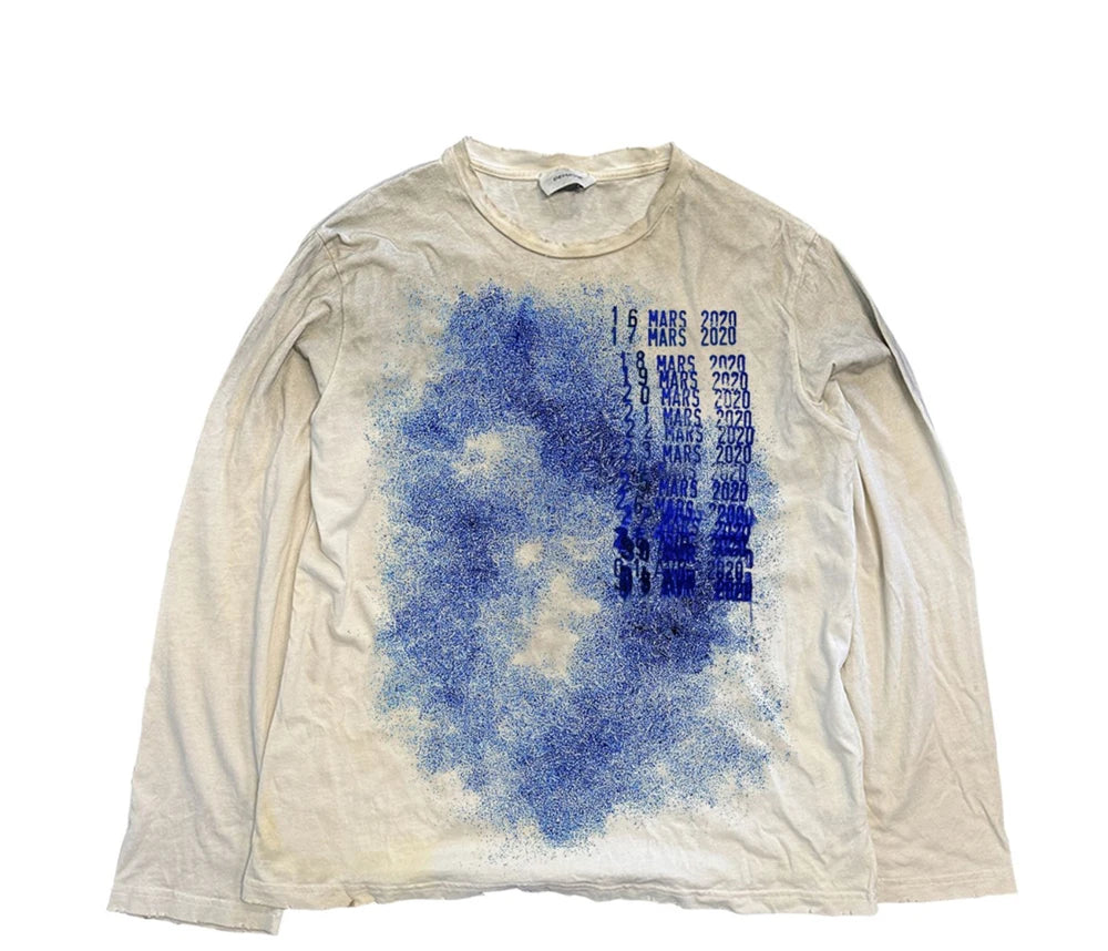 Vintage Washed Long Sleeves T-Shirt Summer Graffiti Printed Destroyed Dirty T Shirt Hip Hop Streetwear Cotton Tops Tees